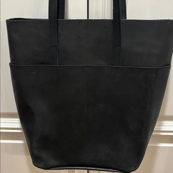 ABLE Classic Black Leather Tote Bag - Picture 5 of 7